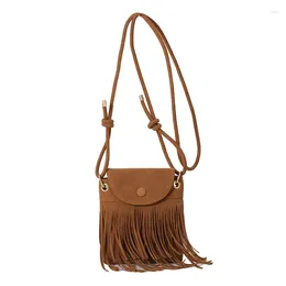 Totes Fashion Design Fringe Crossbody Bag Women's Single Shoulder Small Square Retro Port Style Suede Mobile Phone Boho