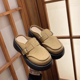 Casual Shoes 2024 Design Women's Buckle Style Half-Slipper Ladies Platform Spring Summer Woman Fashionable For