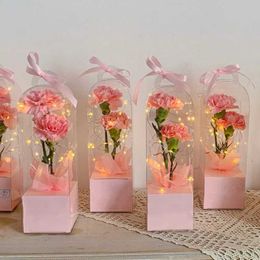 3Pcs Gift Wrap PVC Transparent Rose Flower Box Plastic Cake Packaging Box Florist Wrapping Boxes DIY For Wedding Valentines Day Gift Box
