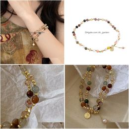 Beaded Vintage Double Layered Crystal Pearl Bracelet For Women Ethnic Natural Stone Beads Wrap Bangle Jewelry Drop Delivery Dhgarden Dhhty