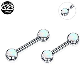 Nipple Rings 1Pc Titanium Opal 14G Internally Thread Sexy Mamilo Piercings Tongue Barbell Piercings Jewellery Nipple Shiled Bars Piercing Y240510