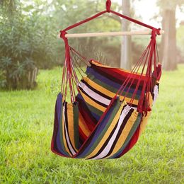 Bedroom Swing Seat Hammock Chair Hanging Hammock Leisure Camping Stripe Hammock Portable Chair Swing Hanging Bed Canvas Camping 240510