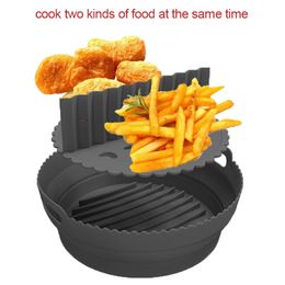 Air Fryer Silicone Basket Plate Round Reusable Air Fryer Cooking Accessories Foldable Bpa Free Airfryer Tool Baking Moulds 240423