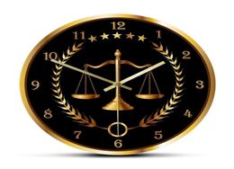 Scale Of Justice Modern Clock Non Ticking Timepiece Lawyer Office Decor Firm Art Judge Law Hanging Wall Watch LJ2012115923587