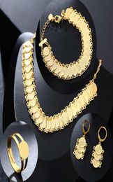 Classic Arab Coin Jewelry sets Gold Color Necklace Bracelet Earrings Ring Middle Eastern for muslim women Coin Bijoux 2106191332298102373