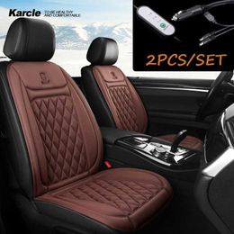 Car Seat Covers Karcle 2Pcs Heated Seat Cushion Cover 12V-24V Truck Seat Heater Protector Heating Pad Fit for Auto Supplies Home Office T240509