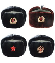 New Russian Army Military Hats Pilot Hat Police Hat Winter Men Snow Cap with Earmuffs Ski Warm Thick Hats for Men 5560 cm4531337