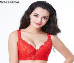 Bras Weseelove Soutien Gorge Femme Bra Plus Size Women Push Up Bralette Red Adjustable Large Cup Thin Lace Woman X1725873051
