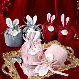 3Pcs Gift Wrap Easter Bunny Eggs Candy Bags Rabbit Ears Gift Bags Wedding Velvet Candy Wrap Bags Childrens Gift Wrapping Easter Decoration