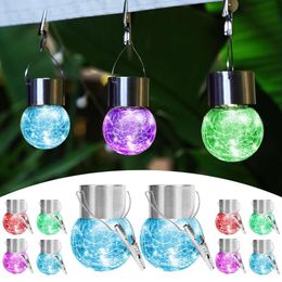 MLKNK Lights Outside Decorations Outdoor Crackle Glass Ball Hanging Solar Lantern with Hook 10 Pack for Garden Yard Tree Balcony Patio Party Holiday Decoration