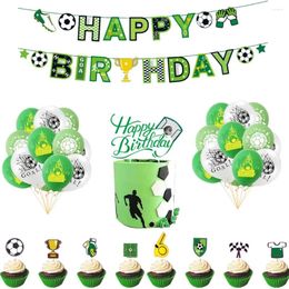 Party Decoration Football Theme Happy Birthday Banner Flag SoccerBalloons Cake Topper Kids Sports Decor