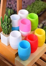 Mini Round Plastic Unbreakable Succulent Plant Flower Pot Garden Home Office Desktop Micro Landscape Decor LX23096665324