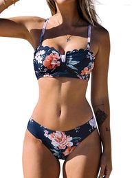 Women's Swimwear Foohoostore Women Floral Bra Swimming Tops Shorts Summer Pool Beach 2pcs Suit Swim Bikini