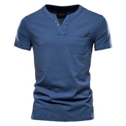 Men's Polos 2021 Summer Top Quality Cotton T Shirt Men Solid Colour Design V-neck T-shirt Casual Classic Mens Clothing Tops T Shirt Men Y240510AFUQ