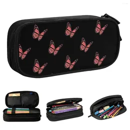 Pink Butterfly Pencil Cases Butterflies Aesthetic Pen Bag Student Big Capacity School Supplies Zipper Pouch