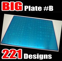 221Designs Large Plate B Nail Art Kond Stamp Stamping BIG Image Plate FRENCH Stencil Template NEW5878149