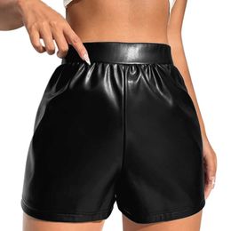 Women's Shorts Summer Sexy Black Pu Fashion Casual Shorts For Ladies Leather Shorts Multi Coloured High Waisted Stretch Casual Pants Trousers Y240504