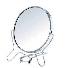 Compact Mirrors Makeup mirror 4-inch circular 360 degree rotating 2-sided countertop magnifying glass stainless steel makeup Q240509