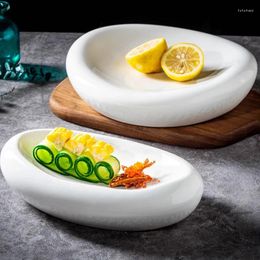 Plates White Ceramic Plate Irregular Dinner Dish Fruit Tray Salad Bowl Dessert El Restaurant Decorative Tableware