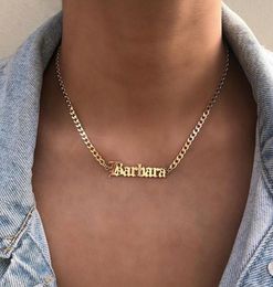 Customize Name Necklaces for Men Women Boy Personalized Nameplate Necklace Cuban Chain Hip Hop Jewelry Gifts Gold Plated Stainless9219282