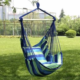 Canvas Swing Chair for Indoor Outdoor Garden Patio Leisure Hanging Bed Beach Hammocks Chair Hanging Rope Swing Bed For Camping 240510