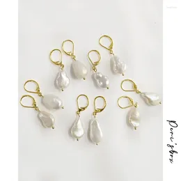 Hoop Earrings Peri'sBox Irregular Shaped Freshwater Pearls For Women Baroque Charm Huggies Minimalistic Bride Hoops