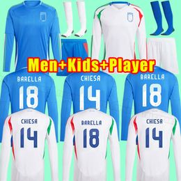 Long sleeve 24 25 BONUCCI soccer Jerseys 2024 2025 ItalyS INSIGNE Italia VERRATTI CHIELLINI CHIESA BARELLA FOOTBALL SHIRTS home away fans player men kids adult child