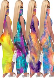 Designer Women Maxi Long Dresses Tie Dye Sleeveless Casual Long Skirt Sexy Uneck Big Swing Pullover Summer Clothing Plus Size S27419681