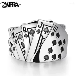 Cluster Rings ZABRA Poker Ring Solid 925 Silver Rock Punk For Men Women Black Signet Jewellery Adjustable Size 7 To 10 Can Cutomize