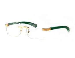 Fashion designer wooden sunglasses buffalo horn glasses rimless clear lens reading Anti Radiation optical frames glasses for men e4876456