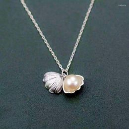 Pendants 925 Sterling Silver Necklace Classic Shell And Pearl Open Elegant Vintage For Women Girl Jewelry Gift Drop Wholesale