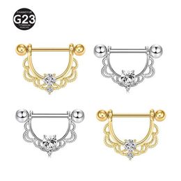 Nipple Rings G23 Titanium 16G Crown Nipple Piercing Set Heart Nipple Jewellery Bulk Crystal Nipple Ring Lot Piercing Pezon Body Jewellery Pack Y240510