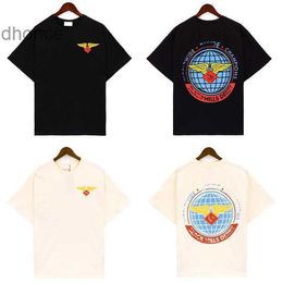 2024 Trend Designer Summer Fashion Trends International Spring/summer New Rhude Earth Wings Printed Street Loose Brand Short Sleeved T-shirt for Men