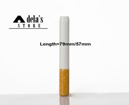 Ceramic Cigarette Hitter Pipe 79mm 57mm Yellow Philtre Colour Cig Shape Smoke Tobacco Pipes Herb One Bat Portable DHL 1203590375