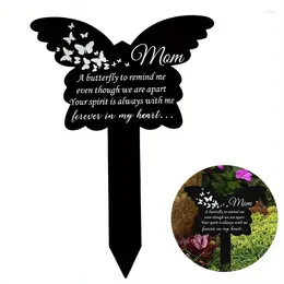 Garden Decorations 1 Piece Cemetery Decor Memorial Plaque Decoration Grave Stake Marker Butterfly Plaqu