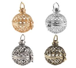 New Arrival Hollow Cage Filigree Ball Box Copper Crown Essential Oil Diffuser Locket Pendants For Making Jewelry DIY6386180