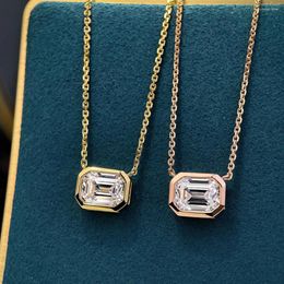 Pendants WPB 925 Sterling Silver Necklace Rectangular Cut Square Diamond Pendant Ladies Clavicle Chain Luxury Jewellery Gift