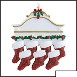 Christmas Decorations Christmas Decorations Resin Personalized Stocking Socks Family Of 2 3 4 5 6 7 8 Tree Ornament Pendants Dr Mjbag Dhkia