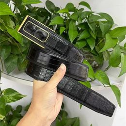 Belts Authentic Exotic Crocodile Skin Steel Pin Buckle Classic Black Men Waist Strap Genuine Real Alligator Leather Male