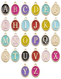 AZ Double Sided Letter Charms Pendants Alloy Oil Drip Jewellery Earring Findings Accessories for Bracelet Whole4782630