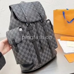 high quality Designer Backpack for Man Woman Luxury Handbag Sport Outdoor Packs Straps Women Black grid Leather Bags Large Capacity Storage Luggage Men Backpacks
