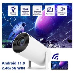 Projectors HY300 Pro 4K Intelligent Projector Portable Mini 1080P WIFI 200ANSI Allwinner H713 TV Home Theatre HDMI Android 11.0 Projector J240509