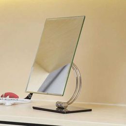 Compact Mirrors Rectangular Chrome 360 degree rotating desktop vanity mirror 10.2 x 8.2 inch makeup Q240509