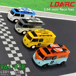 LDARC V64 1/64 RWD Race Van RV Bus Mini RC Car Turbo Full Proportional Remote Contol Vehicles Toy Models for Kids Adults 240509