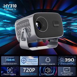 HY310 Smart Projector 390Ansi Android 11.0 4K Movie 5G/2.4G Dual WiFi BT5.0 Portable Projector Home Theatre 720P Outdoor Beam J240509