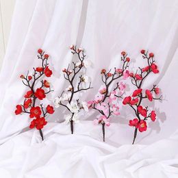 Decorative Flowers Artificial Red Plum Blossom Branch Silk Fake Flower For Winter Home Party Table Decoration Outdoor Wedding Decor