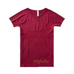 Womens Knitted Short Sleeved Shirt Lingerie Top Summer High Elasticity Breathable Yoga T-shirt Suitable for Running Quick Drying Sports Fiess Wear 6762