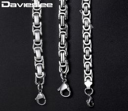 Davieslee Mens Necklaces Chains Silver Tone Stainless Steel Byzantine Chain Necklace for Men Jewellery Fashion Gift 57mm LKNN21Fact3126677