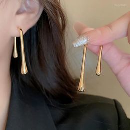 Stud Earrings 2024 Trendy Glossy Metal Teardrop For Women Goth Irregular Gold Color Girls Fashion Earings Jewelry