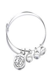 Fashion Expandable Bangle Bracelets for Women Friends Love Family Charms Silver Plated Bracelet Friendship Jewelry4062831